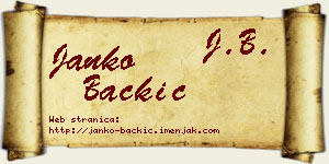 Janko Backić vizit kartica